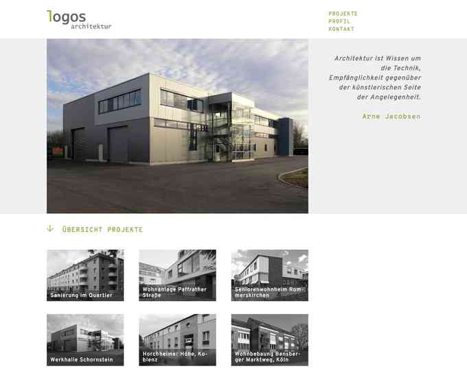 Website mit Architektur Portfolio