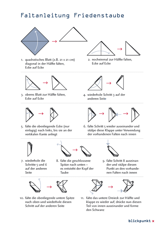 Faltanleitung Taube DIN A4
